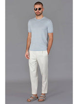Paul James Light Blue Knit Cotton Wider Stripe T-Shirt
