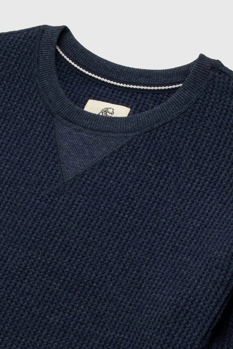 Wholesale,Surfside Supply, Surfside Supply Navy Heather Thermal Waffle Weave Crewneck, Blue, Medium-46-TagMLarge-49-TagLExtra Large-52-TagXLExtra Extra Large-55-TagXXLSmall-44-TagS