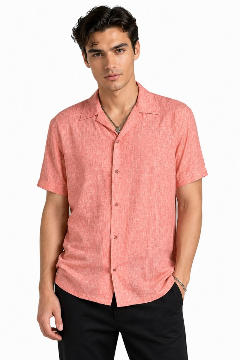 Wholesale,Mizumi, Mizumi Red Textured Short Sleeve Button Up Shirt, Red, Extra Extra Large-53-TagXXL