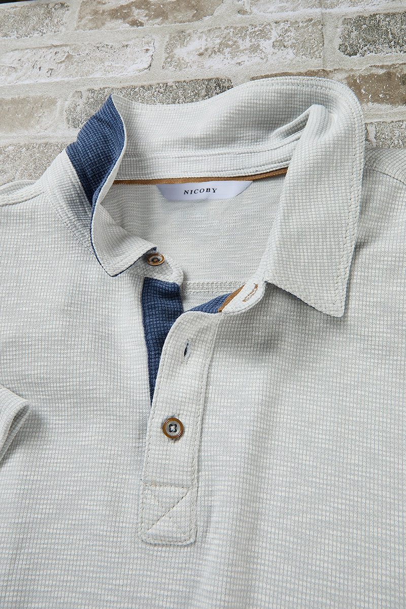 Wholesale,Nicoby Age of Wisdom, Nicoby Age of Light Grey Textured Slub Polo, Grey, Extra Large-47-TagXL