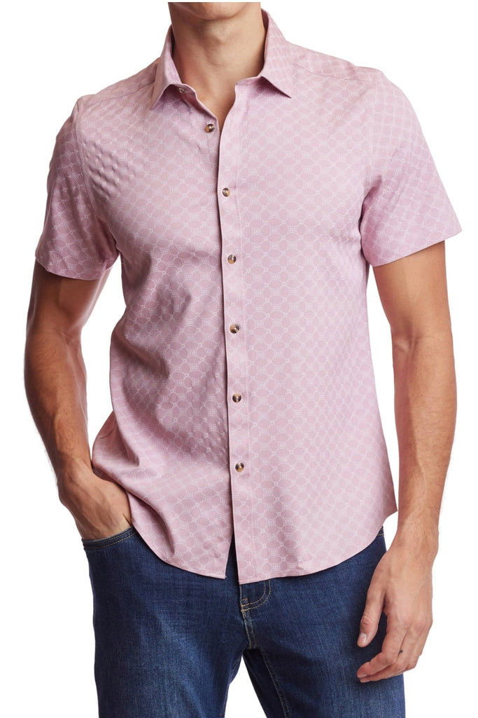 Wholesale,Paisley & Gray, Paisley & Gray Pink/White Geo Sawyer Shirt, Pink, Small-39-TagSMedium-41-TagMMedium-43-TagLLarge-46-TagXLExtra Large-49-TagXXL