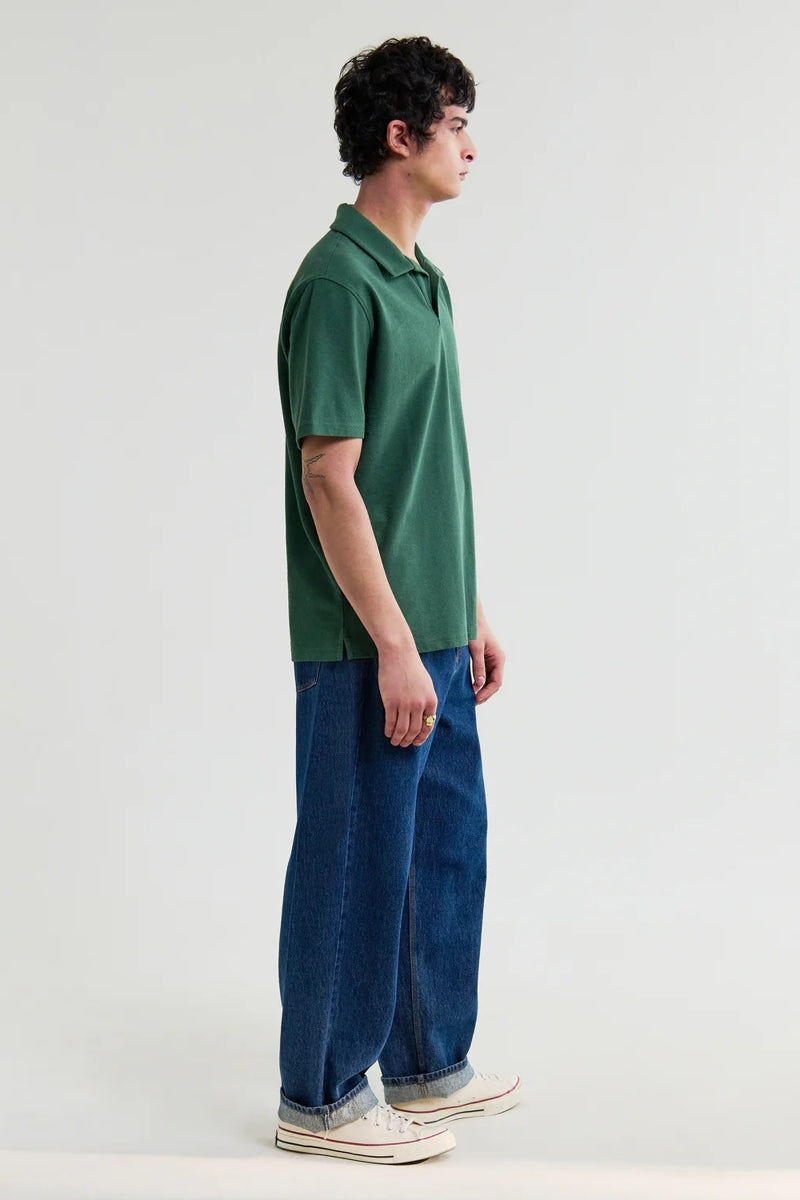 Wholesale,Wax London, Wax London Dark Green Textured Organic Cotton Polo, Green, Medium-43-TagMLarge-45-TagLExtra Large-47-TagXL