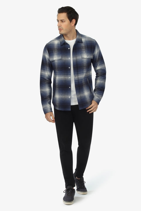 Wholesale,Vustra, Vustra Blue/White Plaid Organic Cotton Shacket, Blue, Large-48-TagL