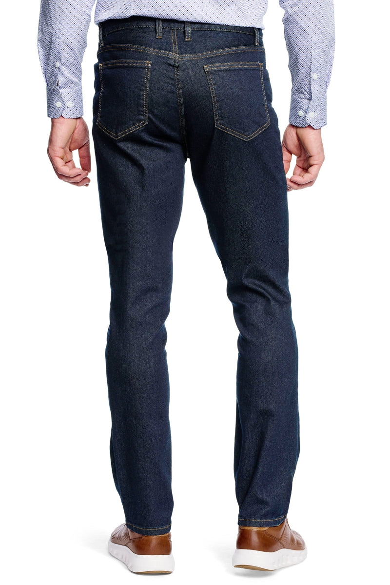 Wholesale,Johnston & Murphy, Johnston & Murphy Dark Wash Stretch Straight Leg Jeans, Blue, 36W-32L-Tag36