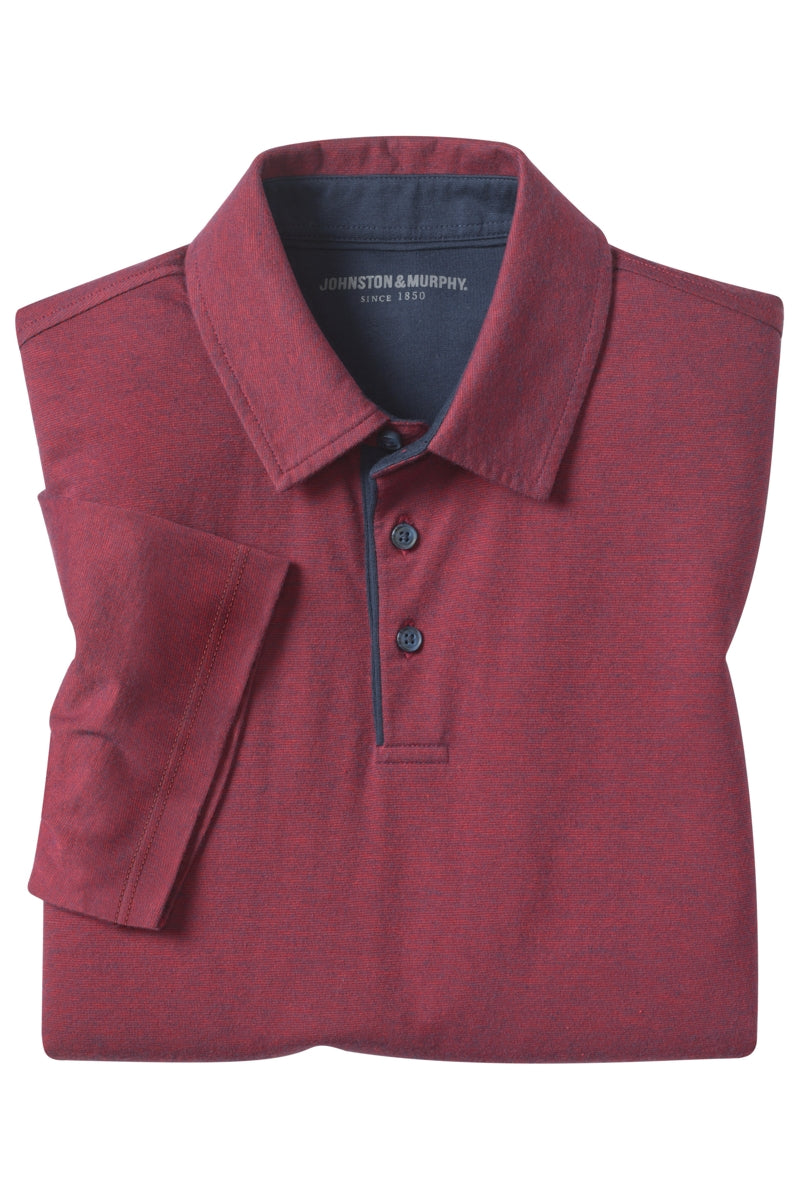 Wholesale,Johnston & Murphy, Johnston & Murphy Burgundy/Navy Pima Cotton Fine Stripe Polo, Red, Small-40-TagSLarge-46-TagLExtra Large-50-TagXL