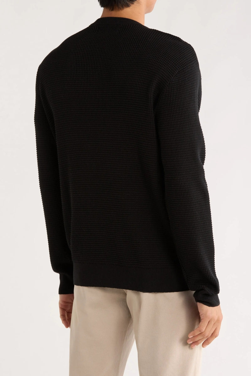 Wholesale,James Campbell, James Campbell Black Waffle Knit Sweater, Black, Extra Large-50-TagXL