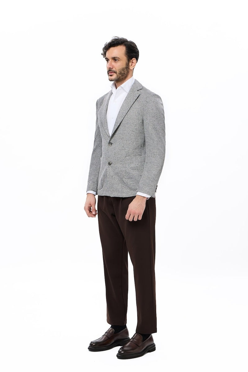 Wholesale,Luchiano Visconti, Luchiano Visconti Grey Double Faced Melange Knit Blazer, Grey, Large-44-Tag42