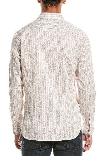 Other,Ted Baker, Ted Baker White Ditsy Leaf Stripe Slim Fit Shirt, White, Medium-42-TagMLarge-44-TagL