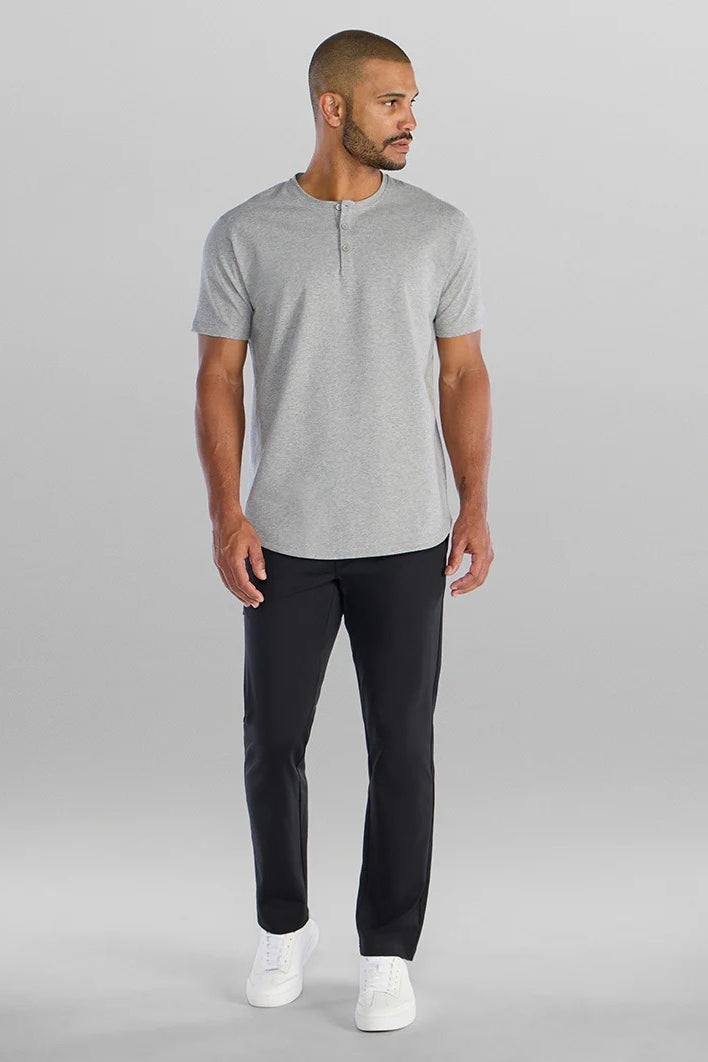 Wholesale,BYLT, BYLT Heather Grey Drop-Cut Lux 4-way Stretch Henley, Grey, Large-44-TagL