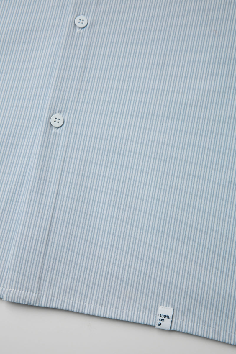 Direct From Brand,FYNE, FYNE Light Blue/White Stripe Stand Collar Moisture Absorption Shirt, Blue, Medium-44-TagM