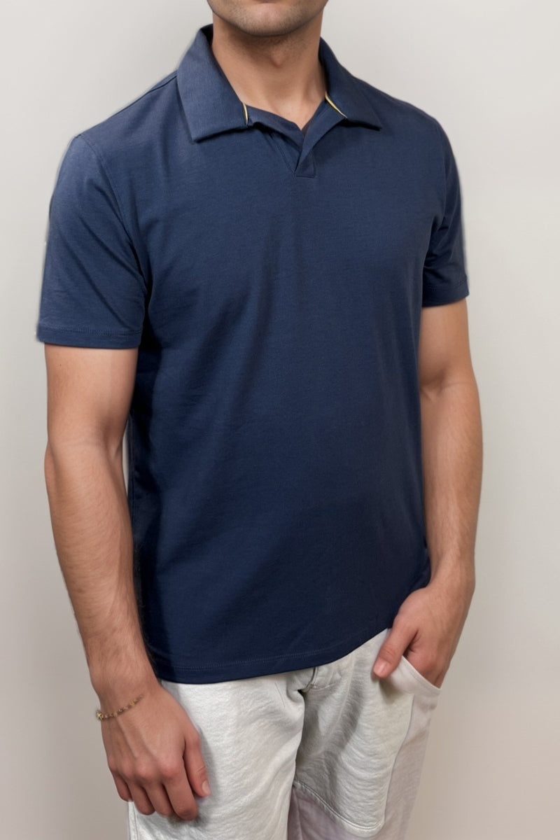 Wholesale,Mason Cruz, Mason Cruz Indigo Knit Polo, Blue, Small-40-TagSMedium-42-TagMLarge-44-TagLExtra Large-47-TagXLExtra Extra Large-50-TagXXL