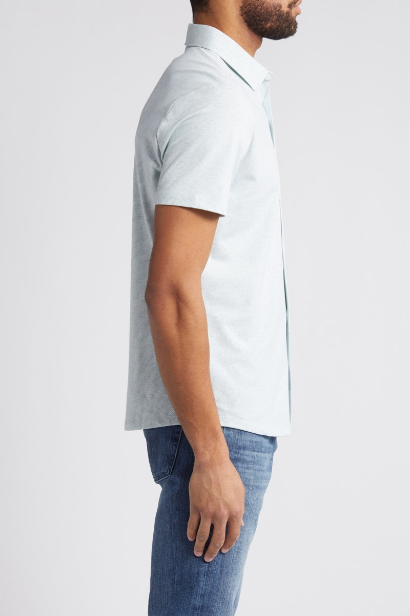 Wholesale,Robert Barakett, Robert Barakett Teal Slim Fit Microprint Textured Knit Shirt, Green, Medium-43-TagMLarge-46-TagLExtra Large-48-TagXLExtra Extra Large-52-TagXXLSmall-41-TagS