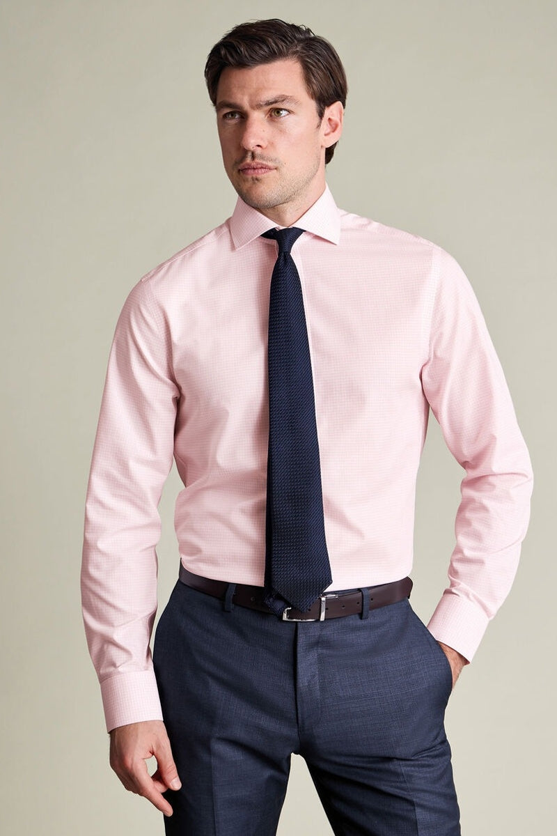 Wholesale,Charles Tyrwhitt, Charles Tyrwhitt Pink Stretch Poplin Gingham Shirt, Pink, Small-40-Tag15Extra Large-48-Tag17
