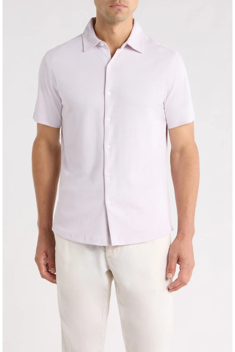Direct From Brand,Robert Barakett, Robert Barakett Lavender Textured Knit Shirt, Purple, Large-46-TagL