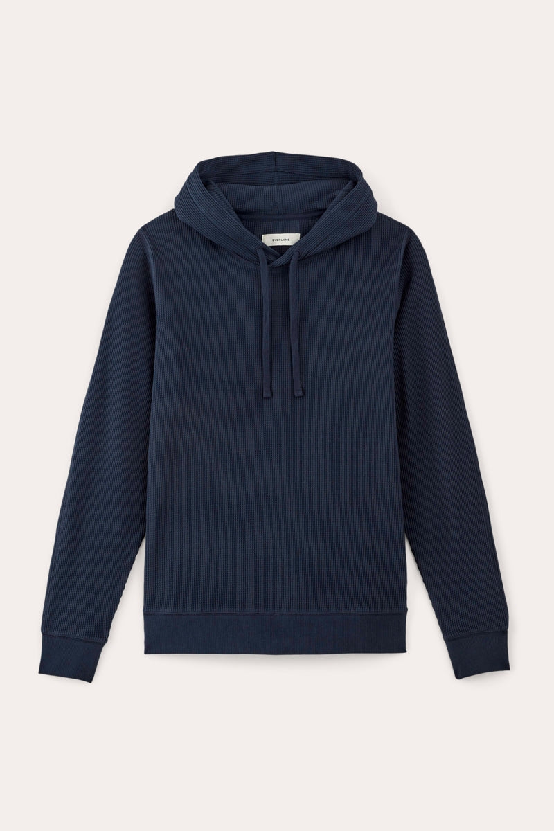 Direct From Brand,Everlane, Everlane Navy Waffle-Knit Hoodie, Blue, Extra Extra Large-48-TagXXL