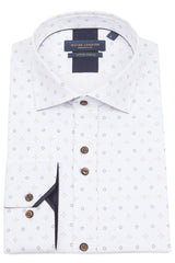 Guide London White Motif Print Dress Shirt