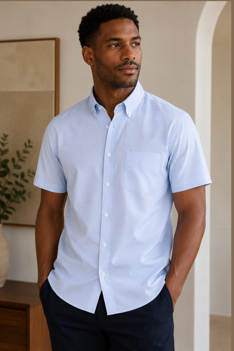 Wholesale,Jakamen, Jakamen Blue Grid Classic Fit Shirt, Blue, Extra Large-50-TagXL