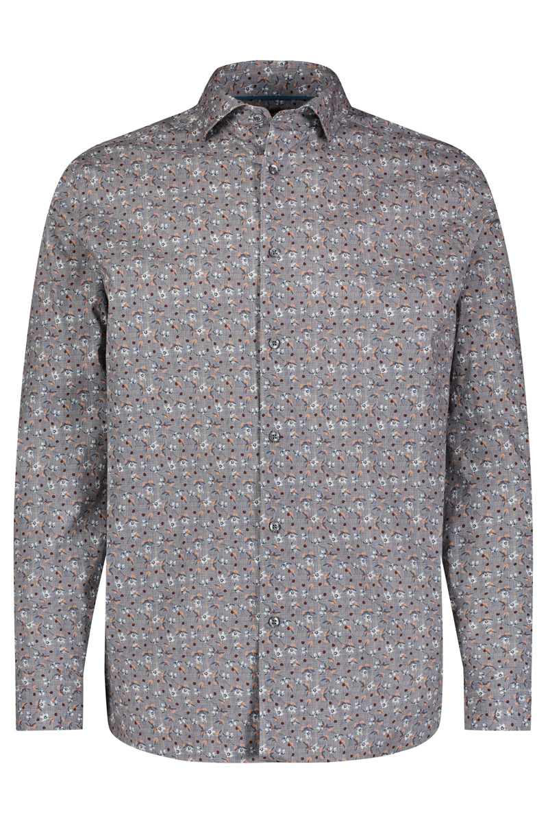 Luchiano Visconti Grey Multi Floral Printed Shirt