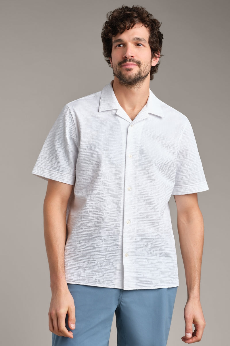 Wholesale,Rhone, Rhone White Seersucker Knit Camp Collar Shirt, White, Large-48-TagLExtra Large-51-TagXLMedium-45-TagM