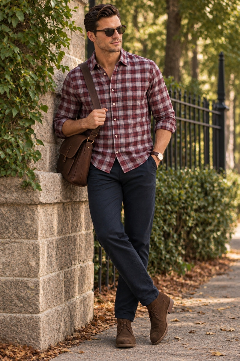 Wholesale,James Campbell, James Campbell Red/Purple Plaid Flannel Shirt, Red, Small-42-TagSMedium-45-TagMLarge-47-TagLExtra Large-50-TagXL