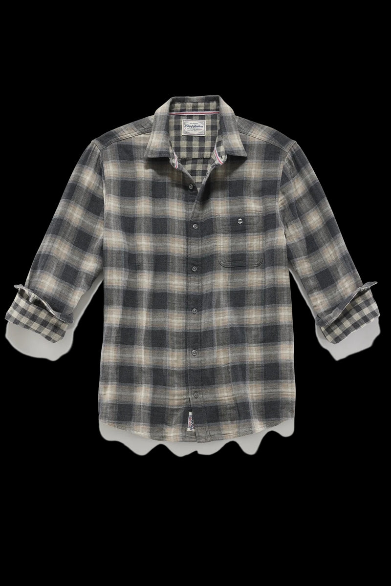 Wholesale,Flag & Anthem, Flag & Anthem Charcoal/Taupe Double Layer Flannel Shirt, Grey, Medium-44-TagMLarge-47-TagLExtra Large-51-TagXL