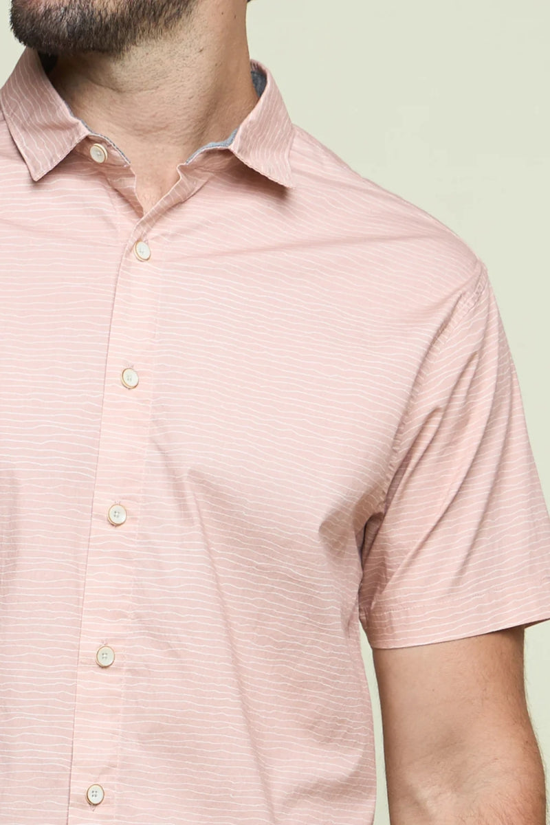 Wholesale,Fundamental Coast, Fundamental Coast Rose Wave Stripe Shirt, Pink, Medium-44-TagMLarge-47-TagLExtra Large-50-TagXL