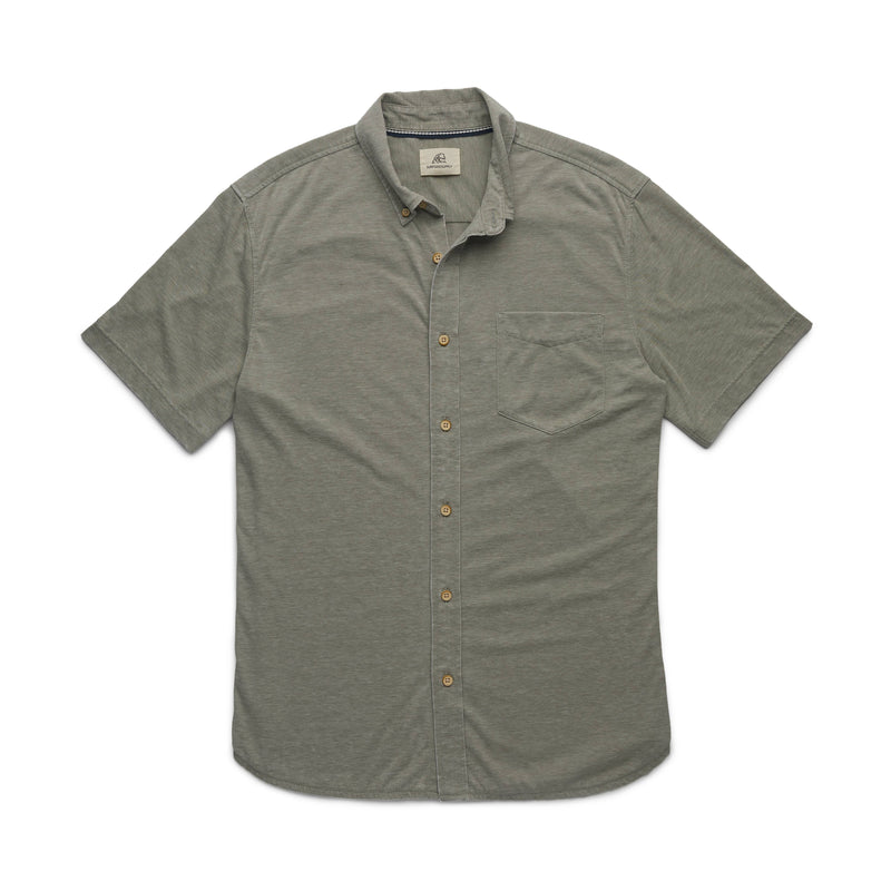 Surfside Supply Pastel Olive Green Burnout Knit Button Up Short Sleeve Shirt