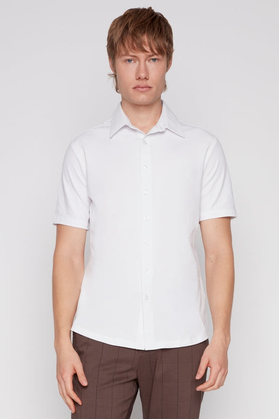 Wholesale,Projek Raw, Projek Raw White Knit Short Sleeve Shirt, White, Small-40-TagSMedium-42-TagMLarge-44-TagLExtra Large-48-TagXLExtra Extra Large-50-TagXXL