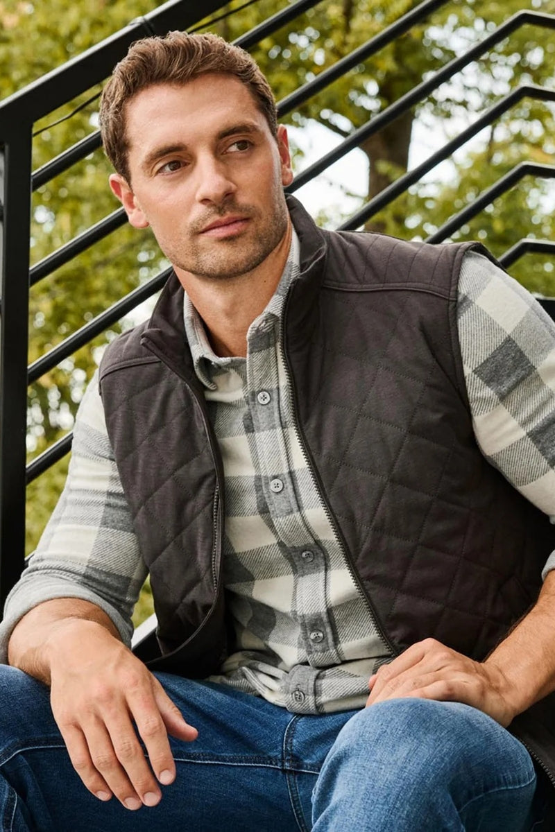 Wholesale,Flag & Anthem, Flag & Anthem Charcoal Flannel-Lined Quilted Vest, Grey, Extra Large-52-TagXLExtra Extra Large-54-TagXXL