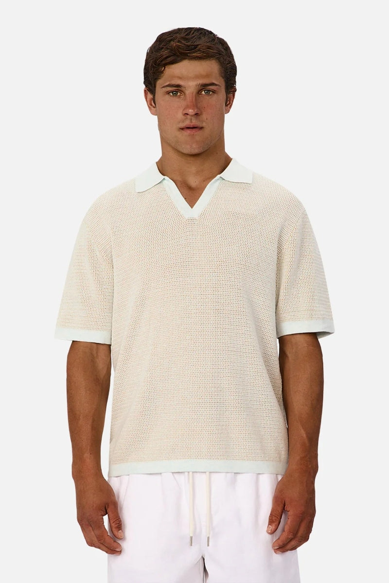 Wholesale,INDUSTRIE AUSTRALIA, INDUSTRIE AUSTRALIA Camel/Mint Knitted Polo, Tan, Medium-42-TagM