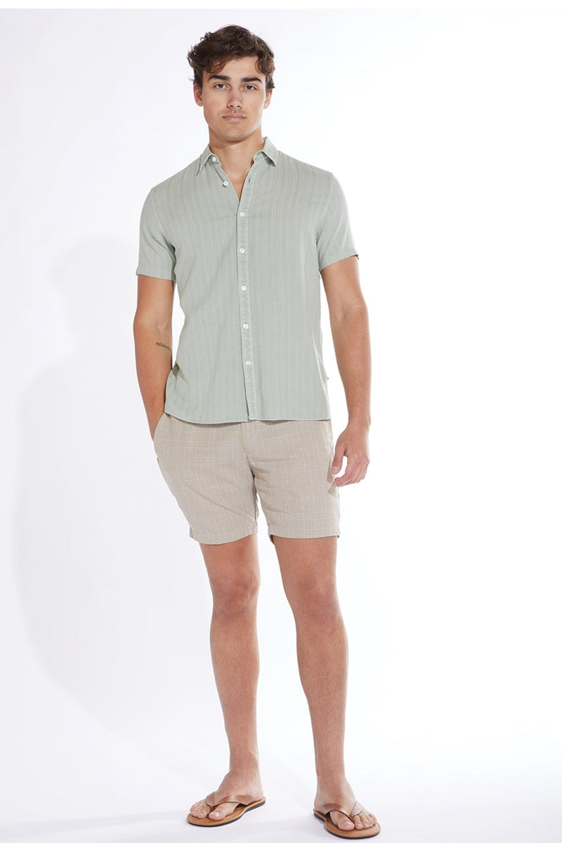 Wholesale,Civil Society, Civil Society Sage Jacquard Stripe Short Sleeve Shirt, Green, Medium-43-TagMLarge-45-TagLExtra Large-47-TagXLSmall-41-TagS