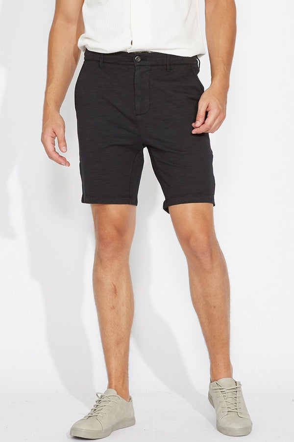 Civil Society Black Garment Dyed Tailored 8" Shorts w/half Elastic Waistband