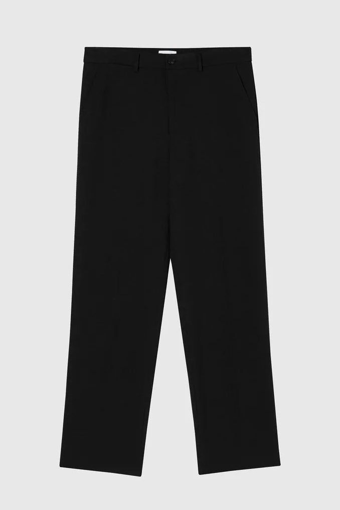 Direct From Brand,FYNE, FYNE Black Wool-like Four-Way Stretch Suit Pants, Black, 34W-29L-TagM36W-29L-TagL