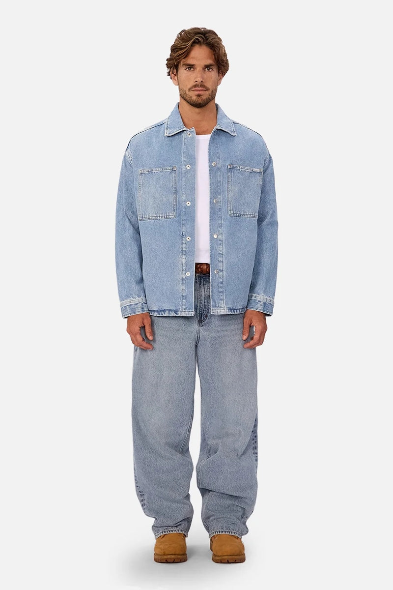 Wholesale,INDUSTRIE AUSTRALIA, INDUSTRIE AUSTRALIA Blue Denim Overshirt, Blue, Large-50-TagL