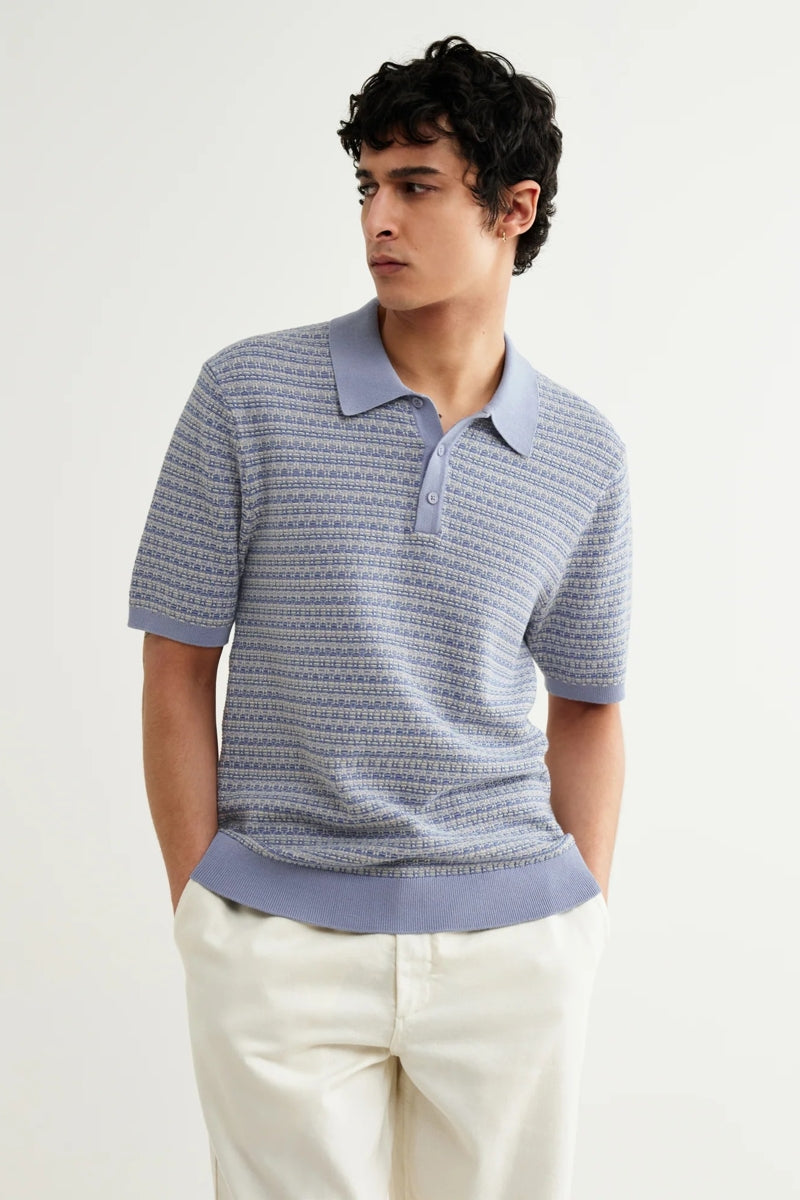Wholesale,Wax London, Wax London Light Blue Mini Geometric Knitted Polo, Blue, Medium-41-TagM