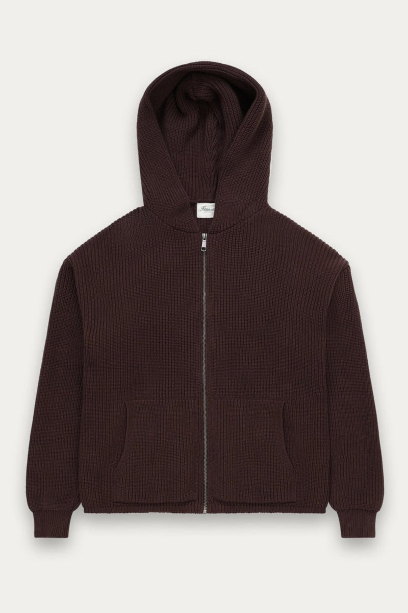 Wholesale,Kuwalla, Kuwalla Coffee Knitted Zip Hoodie, Brown, Medium-50-TagMLarge-52-TagLExtra Large-54-TagXLSmall-48-TagS