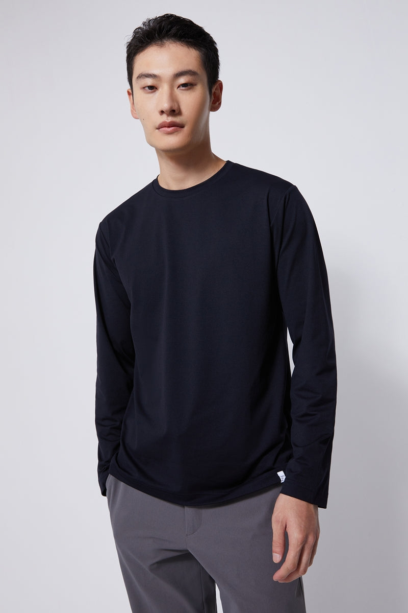 Direct From Brand,FYNE, FYNE Navy Moisture Absorption T-shirt, Blue, Medium-40-TagM
