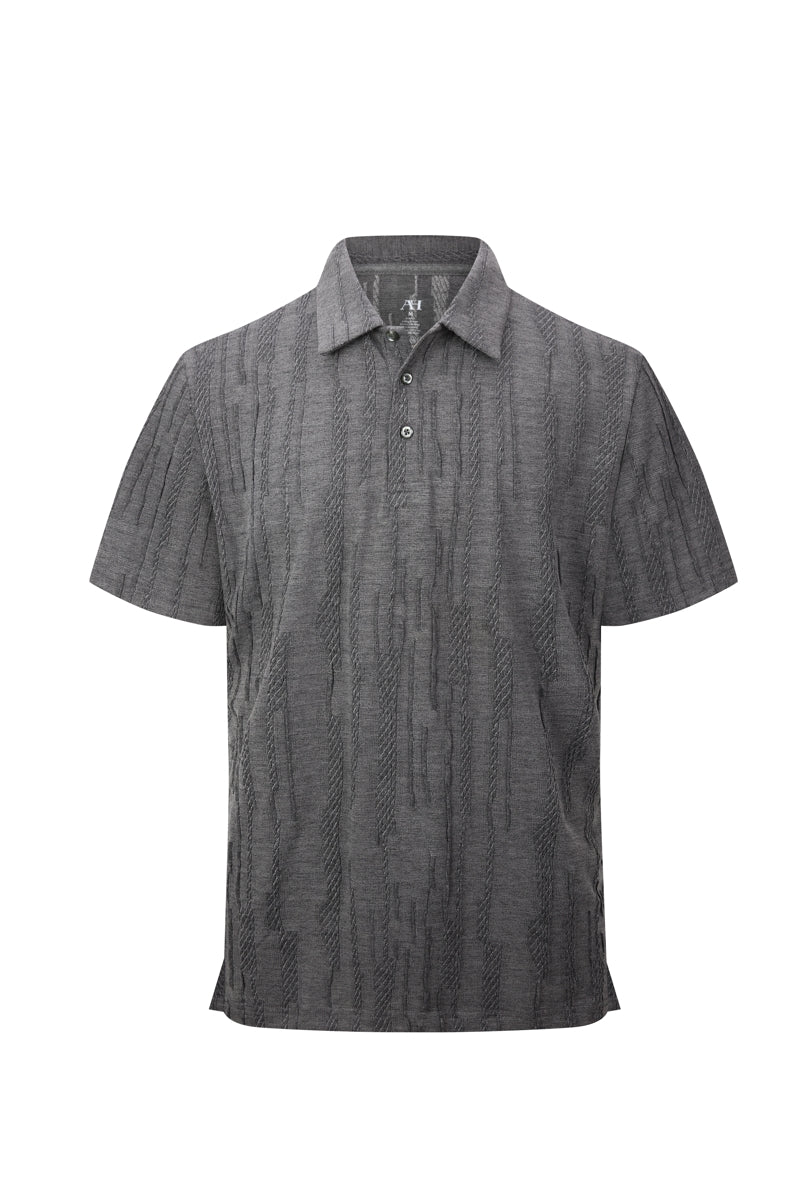 Wholesale,American Heritage, American Heritage Melange Charcoal Jacquard Performance Polo, Grey, Large-46-TagL