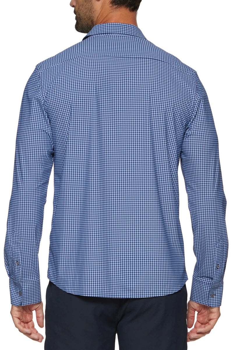 Wholesale,Flag & Anthem, Flag & Anthem Blue/Black 4-Way Stretch Gingham Shirt, Blue, Medium-42-TagM