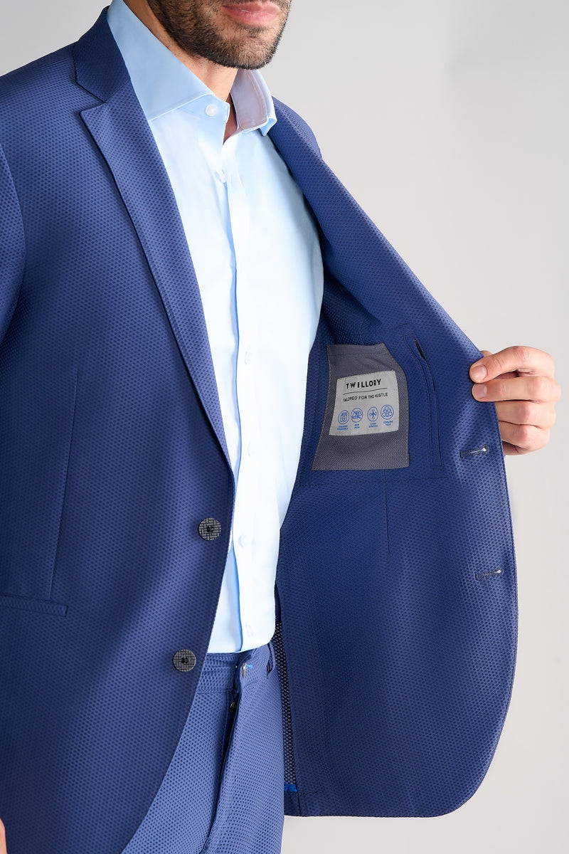 Wholesale,Twillory, Twillory Blue 360° Airflow Performance Textured Blazer, Blue, Small-38-Tag38