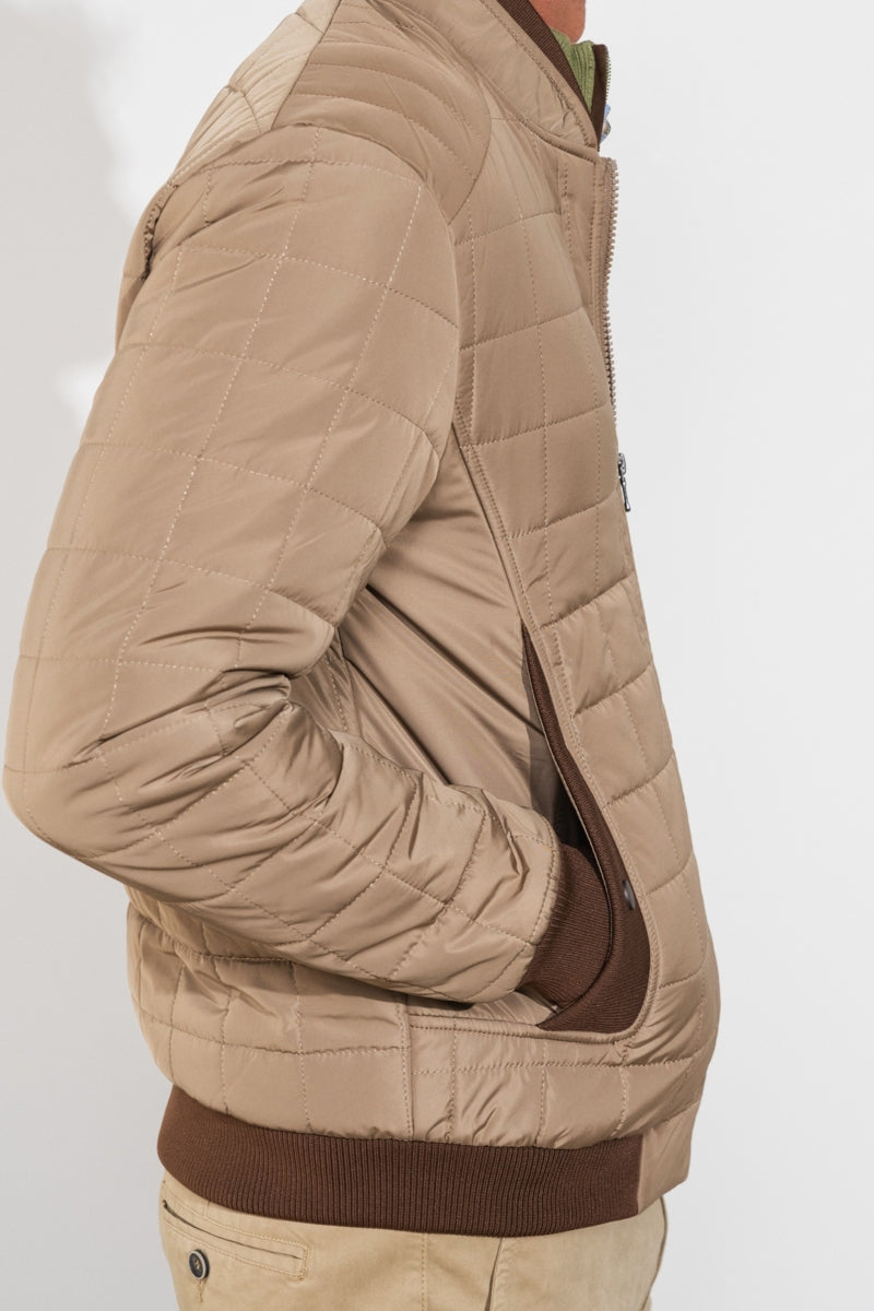 Faire,SMF, SMF Tan with Brown Contrast Padded Jacket, Tan, Large-44-TagL