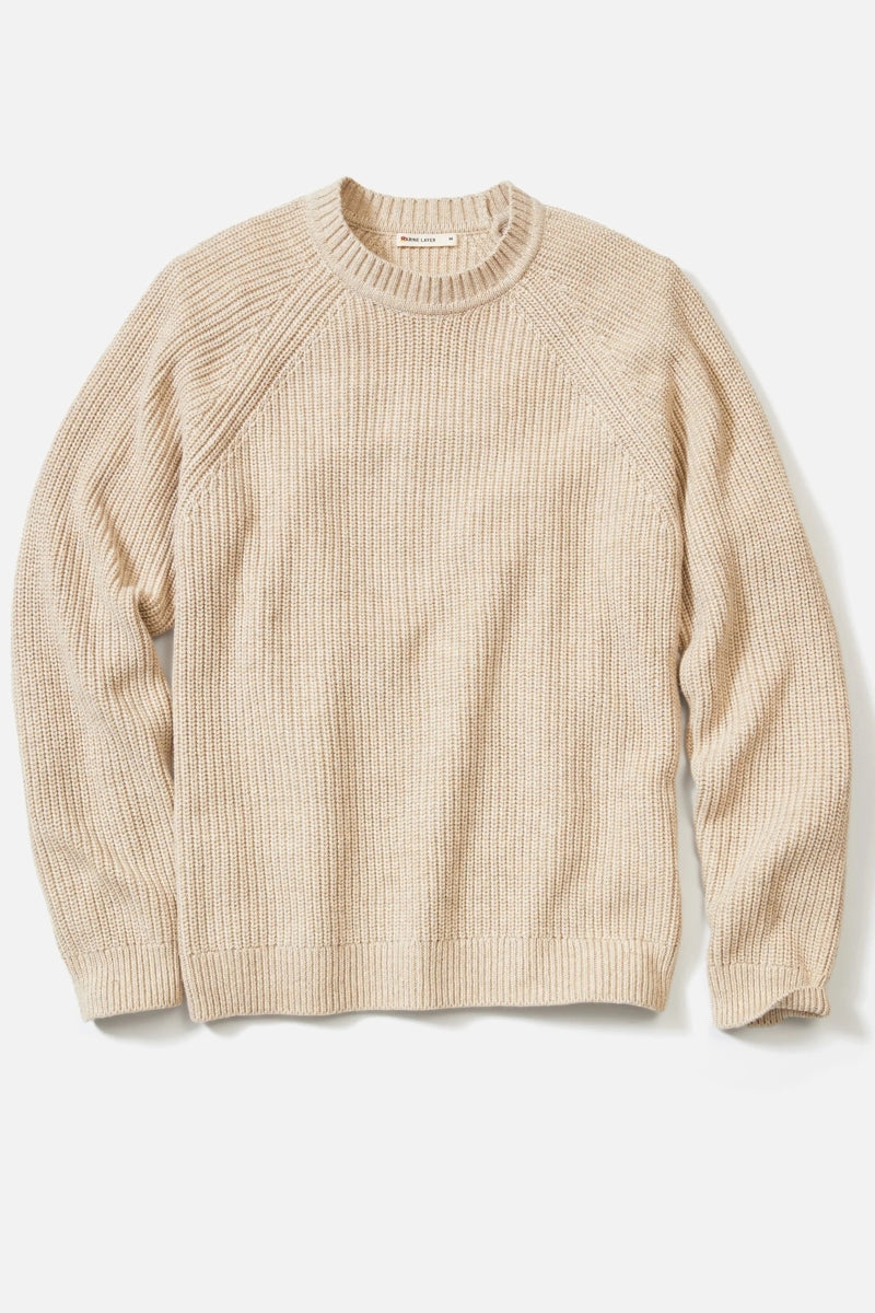 Wholesale,Marine Layer, Marine Layer Oatmeal Textured Merino Wool Blend Sweater, Tan, Extra Large-48-TagXL