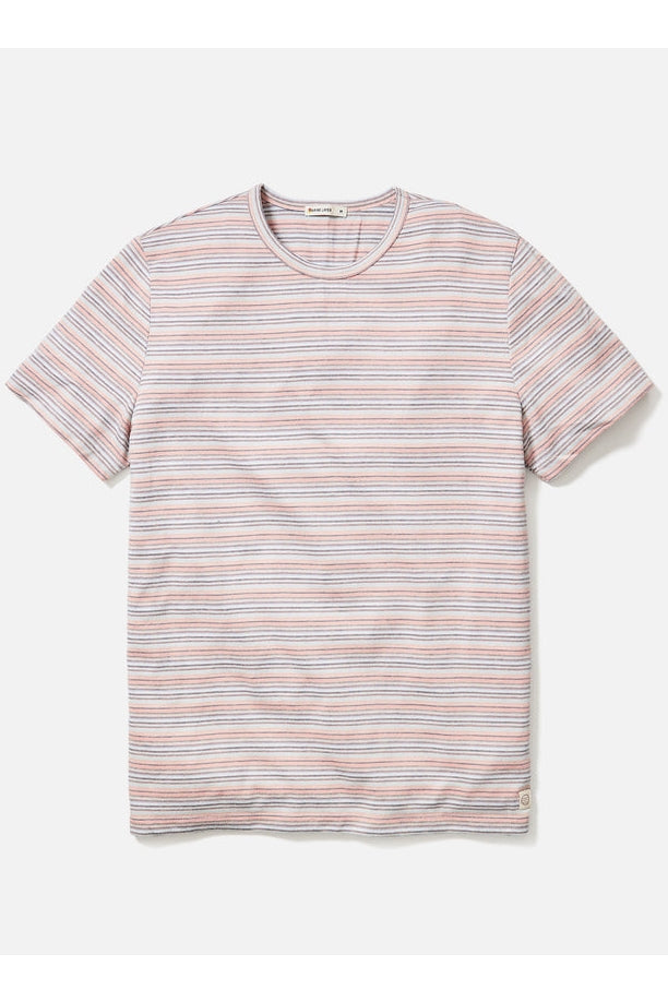 Wholesale,Marine Layer, Marine Layer Multi Striped Jacquard Crew Tee, Orange, Large-46-TagL
