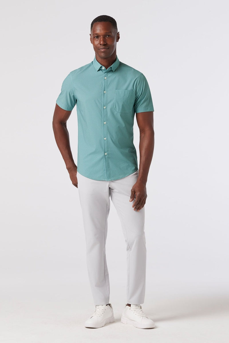 Wholesale,Mizzen + Main, Mizzen + Main Muted Green Clover Print Trim Fit Shirt, Green, Large-46-TagL
