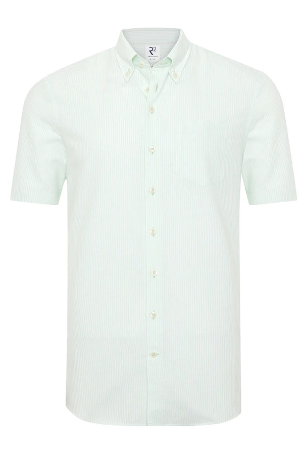 R2 Amsterdam Light Green/White Striped Poplin Shirt