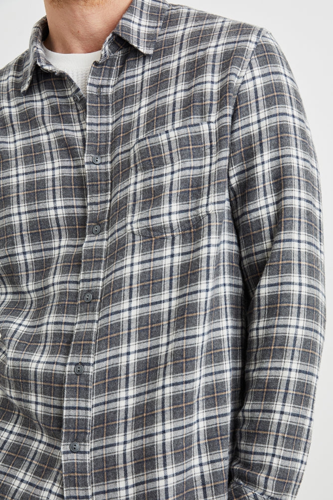 Wholesale,Rails, Rails Grey/Oak Brushed Plaid Shirt, Grey, Small-42-TagSMedium-44-TagMLarge-46-TagLExtra Large-49-TagXL