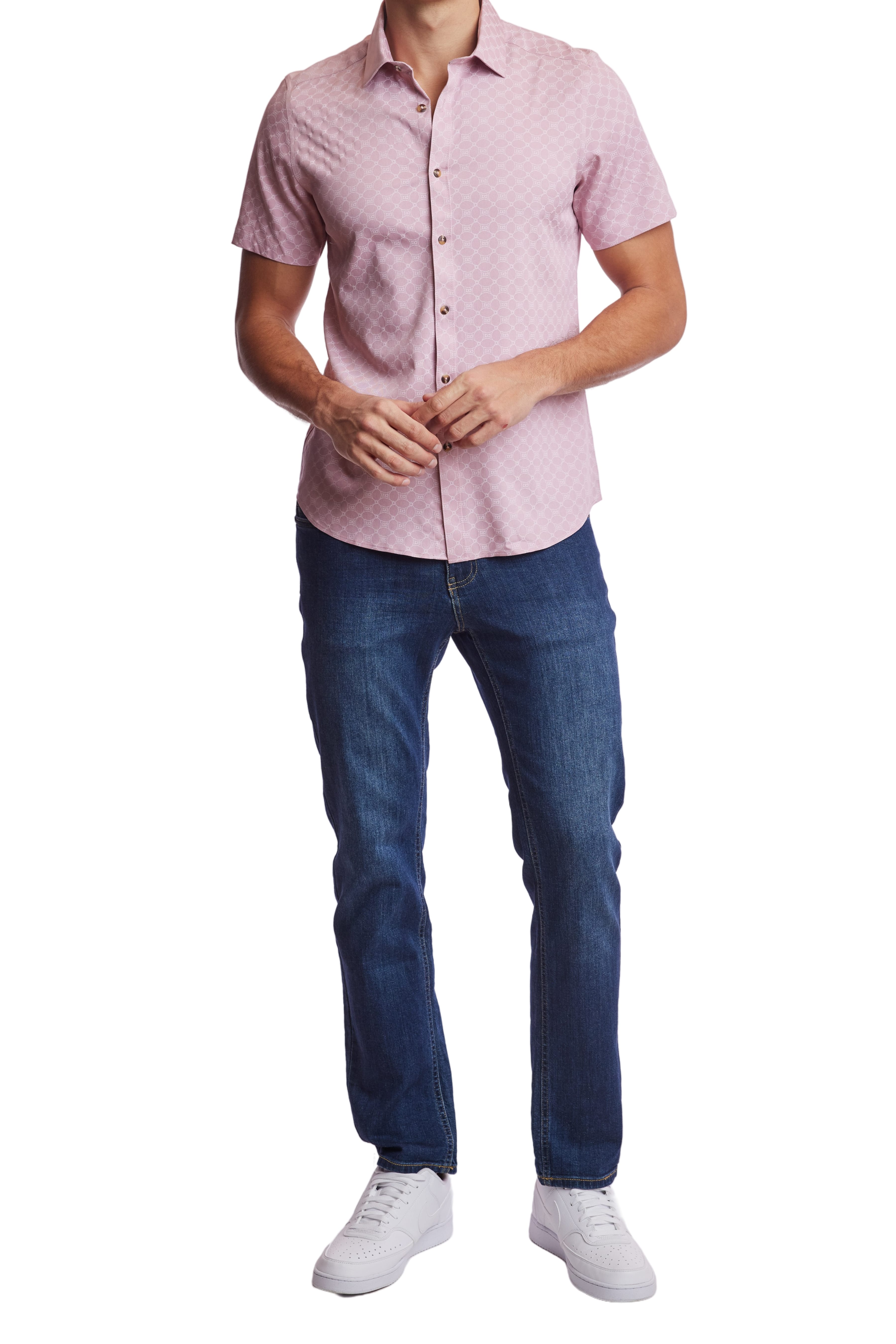 Wholesale,Paisley & Gray, Paisley & Gray Pink/White Geo Sawyer Shirt, Pink, Medium-41-TagM