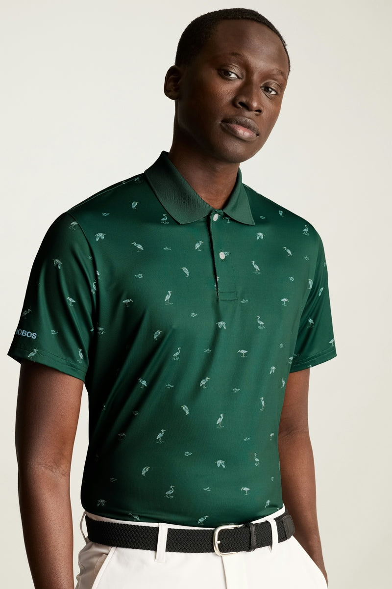 Wholesale,Bonobos, Bonobos Green Bird Print Performance UPF 50 Polo, Green, Medium-46-TagM