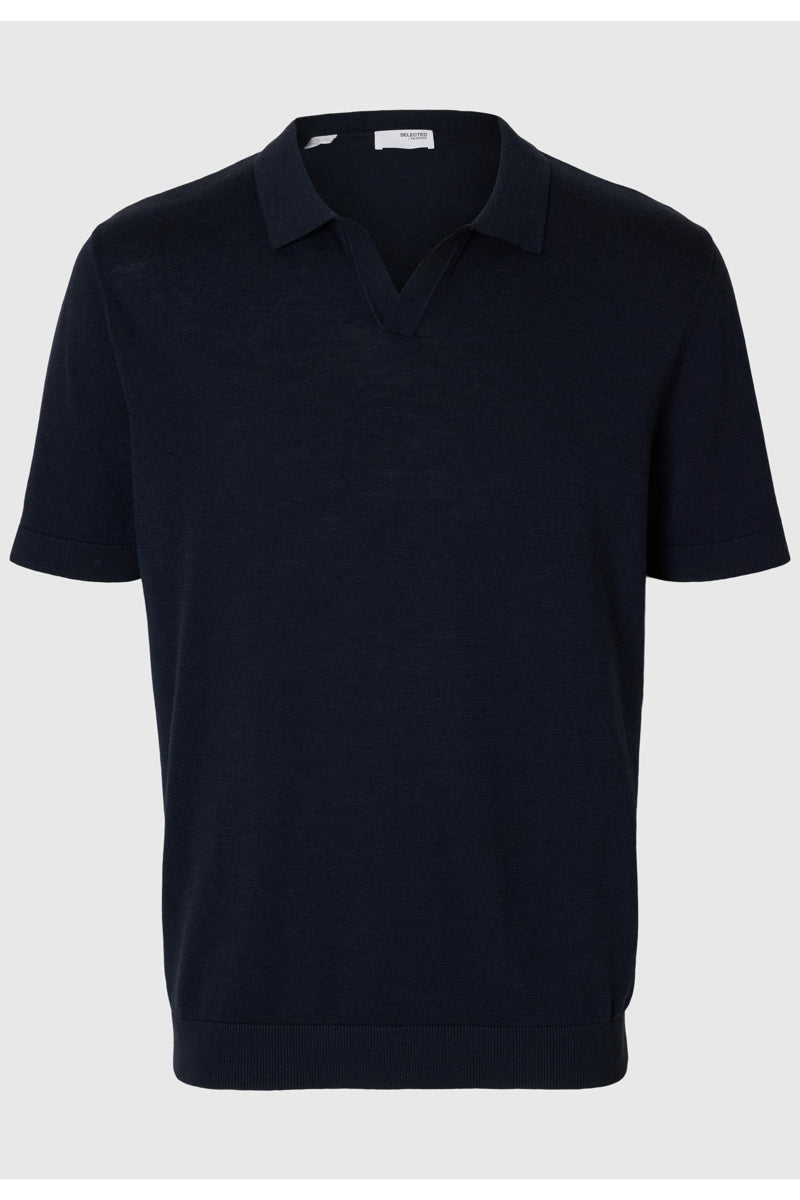 Wholesale,Selected Homme, Selected Homme Navy Knitted Open V Polo, Blue, Medium-42-TagMLarge-44-TagLExtra Large-46-TagXLExtra Extra Large-49-TagXXLSmall-40-TagS