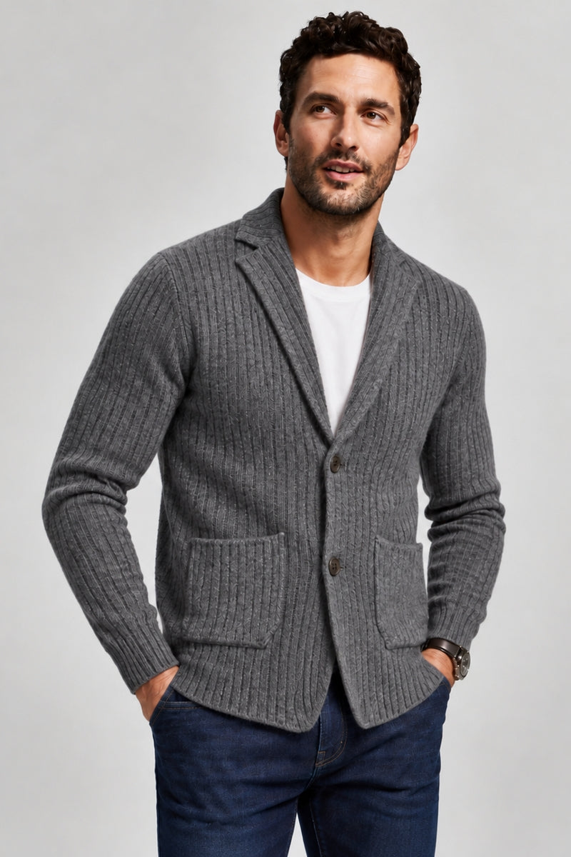 Wholesale,Luchiano Visconti, Luchiano Visconti Charcoal Ribbed Sweater Cardigan, Grey, Small-42-TagSMedium-44-TagMExtra Large-48-TagXL